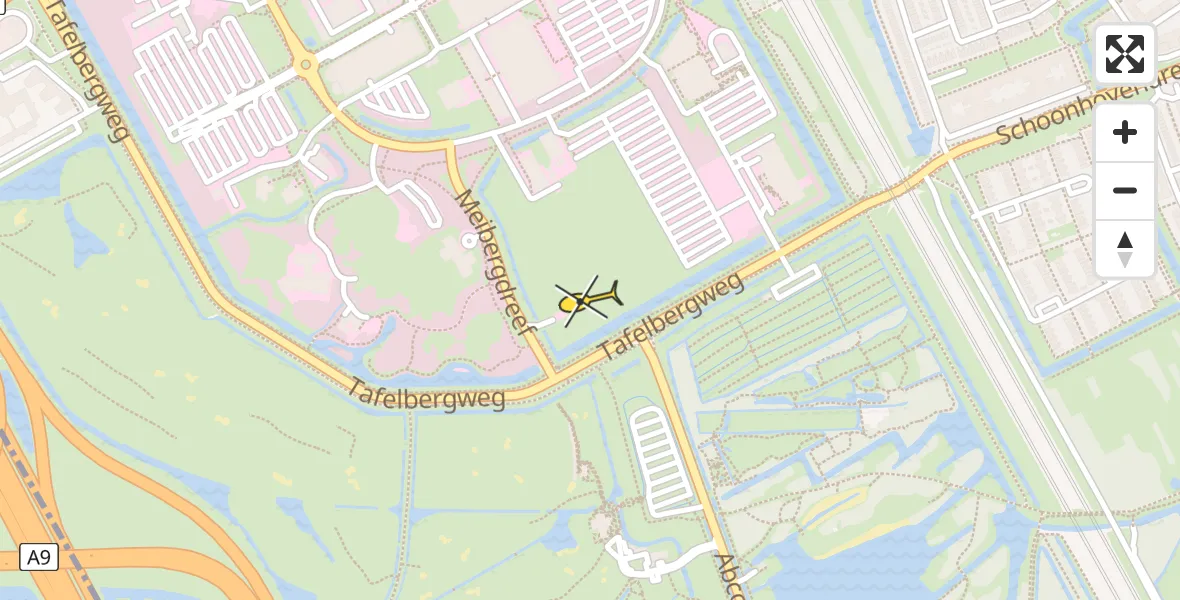 Routekaart van de vlucht: Lifeliner 2 naar Academisch Medisch Centrum (AMC)