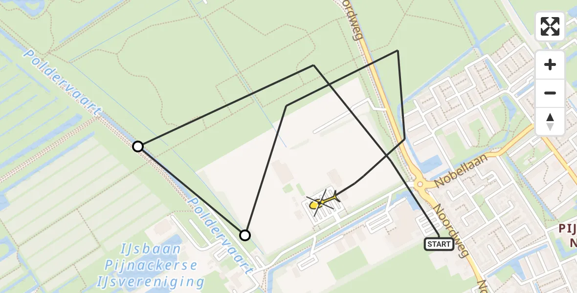 Routekaart van de vlucht: Lifeliner 1 naar Pijnacker, Noordkade