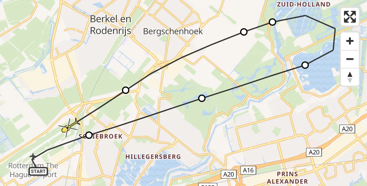 Routekaart van de vlucht: Lifeliner 2 naar Rotterdam, Bovendijk