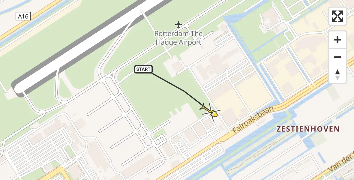 Routekaart van de vlucht: Lifeliner 2 naar Rotterdam The Hague Airport, Brandenburgbaan