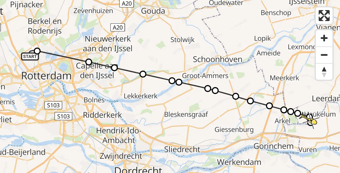 Routekaart van de vlucht: Lifeliner 2 naar Kedichem, Bovendijk