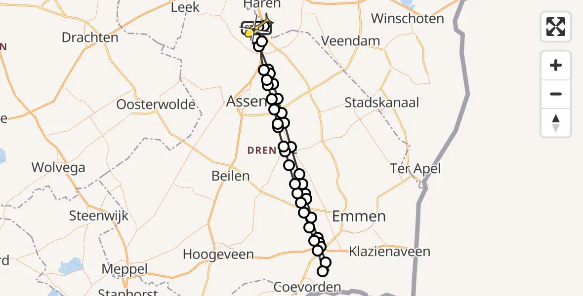 Routekaart van de vlucht: Lifeliner 4 naar Groningen Airport Eelde, Moespot