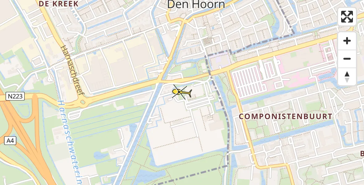 Routekaart van de vlucht: Lifeliner 1 naar Den Hoorn