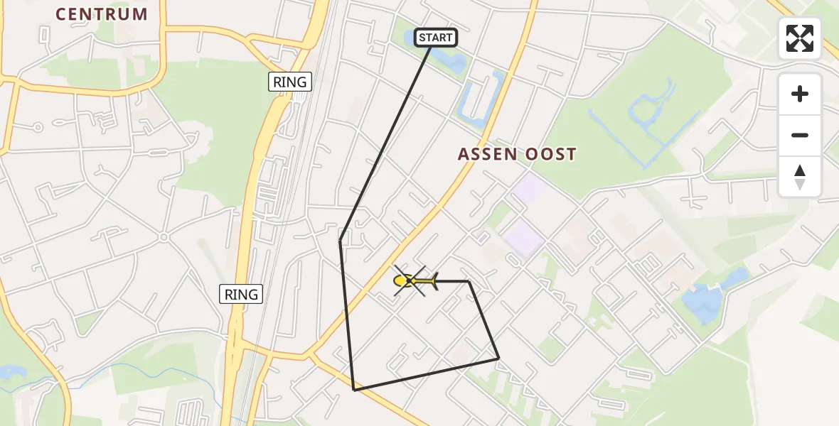 Routekaart van de vlucht: Lifeliner 4 naar Assen, Zilverschoonstraat