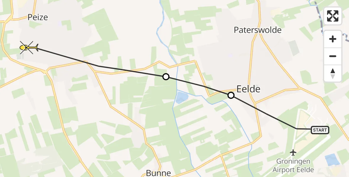 Routekaart van de vlucht: Lifeliner 4 naar Peize, Eskampenweg