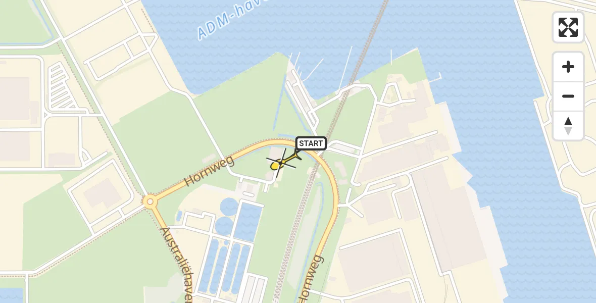 Routekaart van de vlucht: Lifeliner 1 naar Amsterdam Heliport, Hornweg