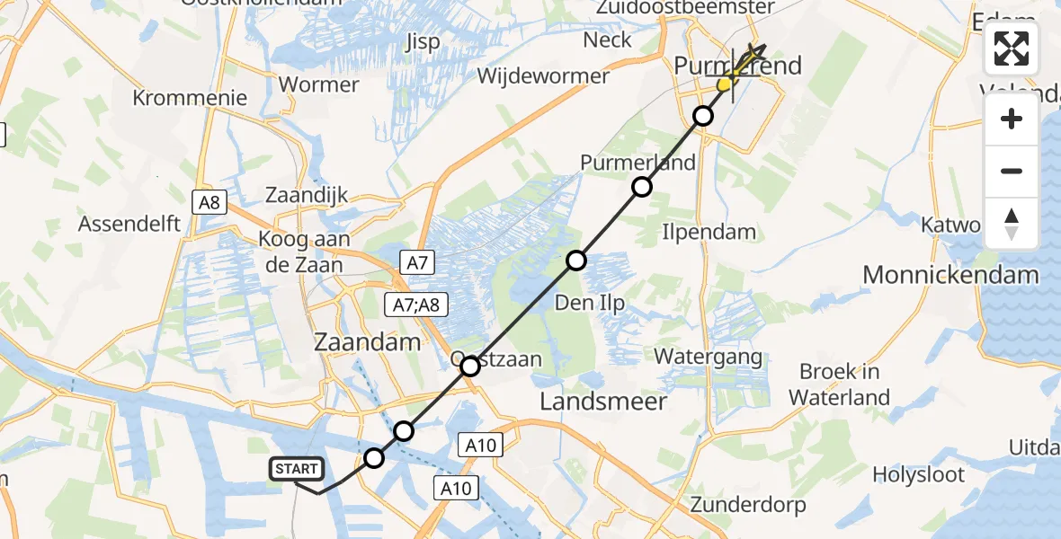 Routekaart van de vlucht: Lifeliner 1 naar Purmerend, Lipariweg