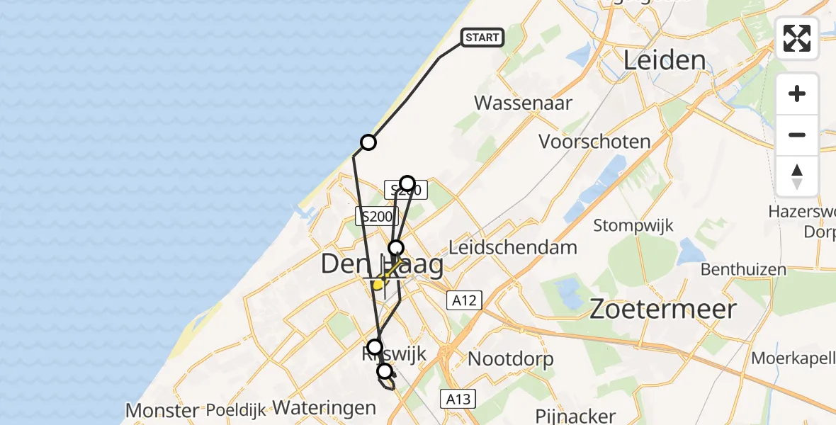 Routekaart van de vlucht: Politieheli naar Den Haag, Laarzenpad