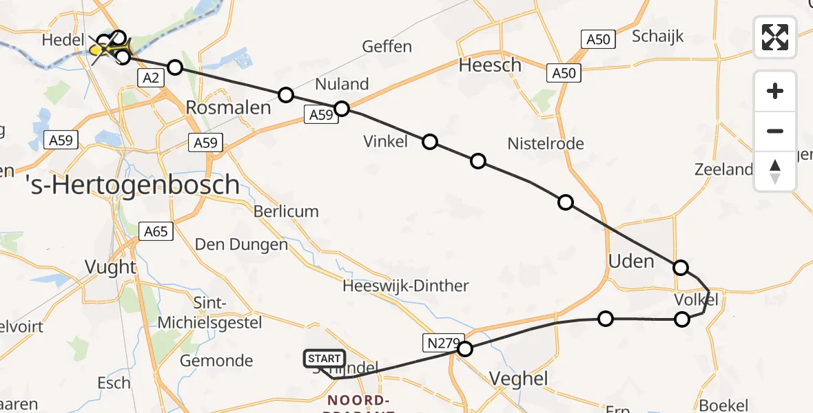 Routekaart van de vlucht: Lifeliner 3 naar Hoenzadriel, Kloosterpark