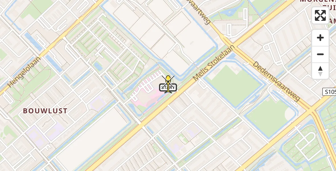 Routekaart van de vlucht: Lifeliner 2 naar Den Haag, Melis Stokelaan