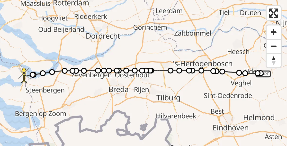 Routekaart van de vlucht: Lifeliner 3 naar Bruinisse, Venstraat