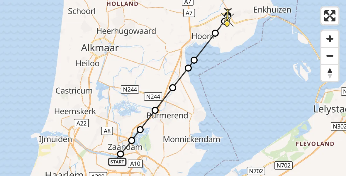 Routekaart van de vlucht: Lifeliner 1 naar Westwoud, Hoofdtocht