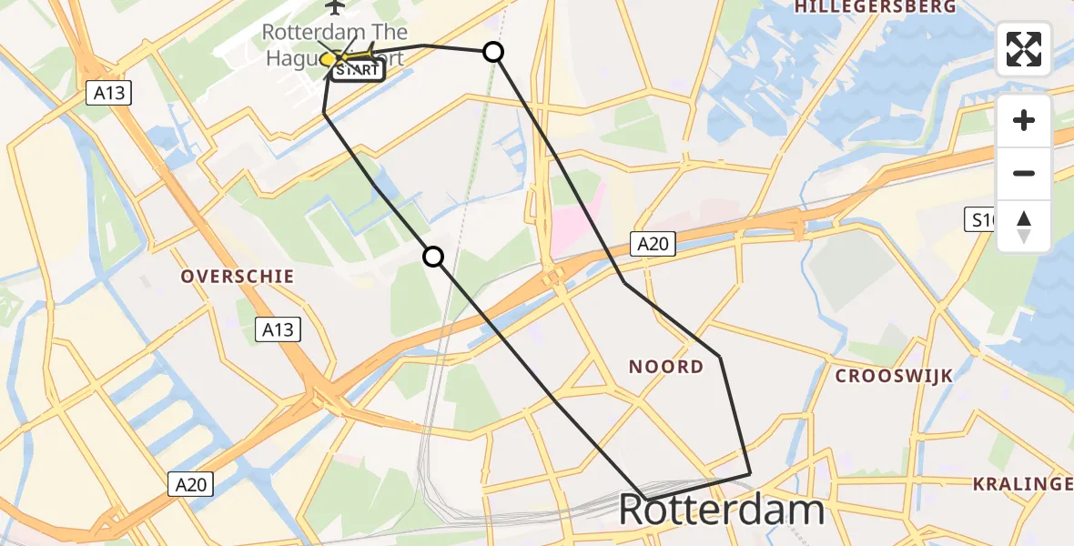 Routekaart van de vlucht: Lifeliner 2 naar Rotterdam The Hague Airport, Terletpad