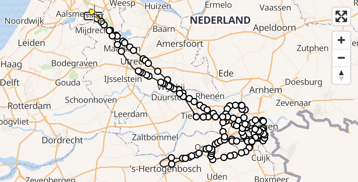 Routekaart van de vlucht: Politieheli naar Ouderkerk aan de Amstel, Botsholsedwarsweg