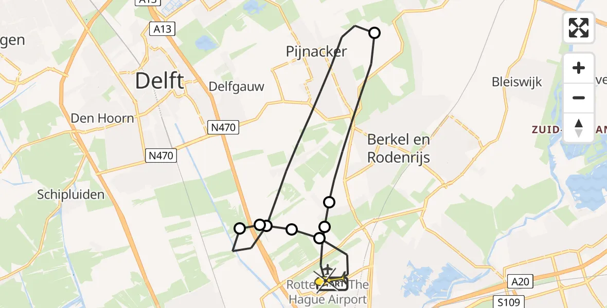 Routekaart van de vlucht: Lifeliner 2 naar Rotterdam The Hague Airport, A16 Rotterdam