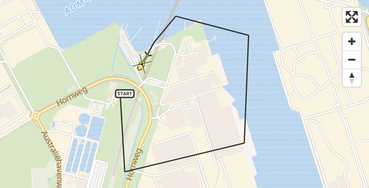 Routekaart van de vlucht: Lifeliner 1 naar Amsterdam Heliport, Capriweg