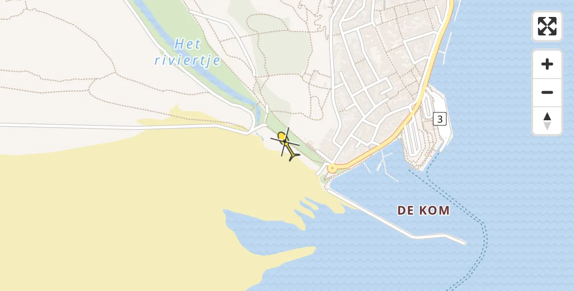 Routekaart van de vlucht: Ambulanceheli naar West-Terschelling