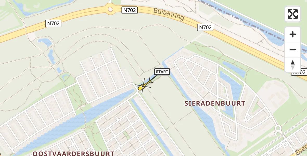 Routekaart van de vlucht: Lifeliner 1 naar Almere, Diadeempad