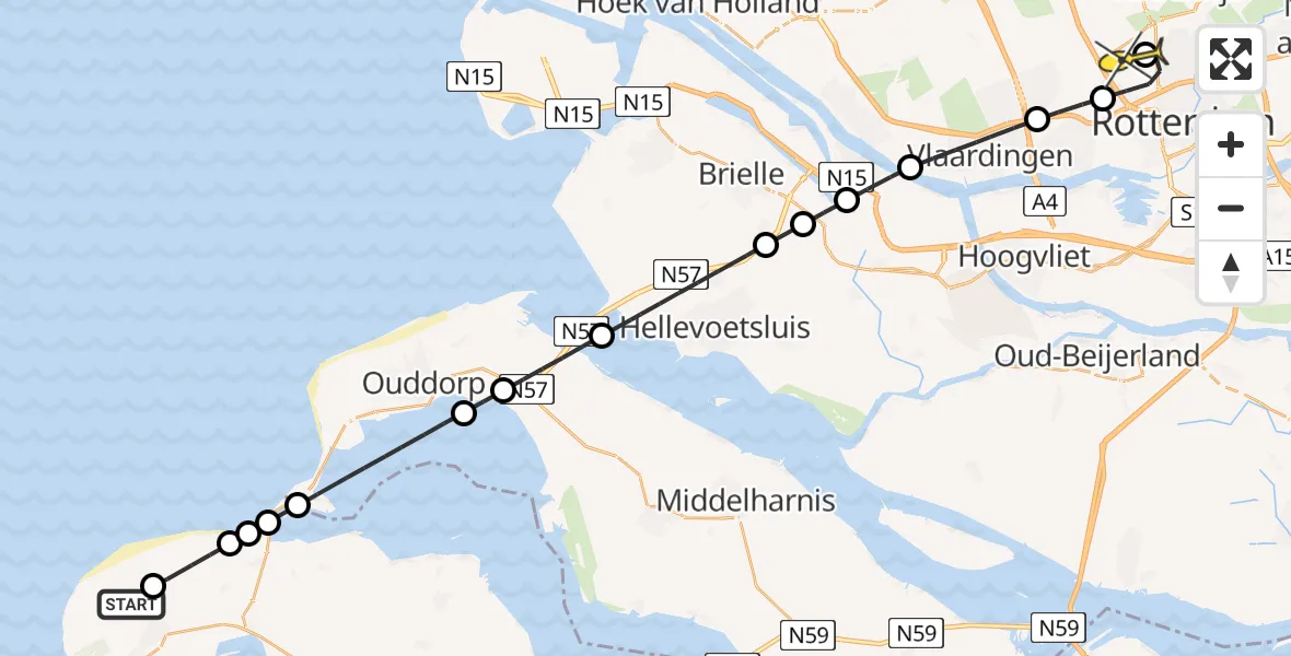 Routekaart van de vlucht: Lifeliner 2 naar Rotterdam The Hague Airport, Vroonweg