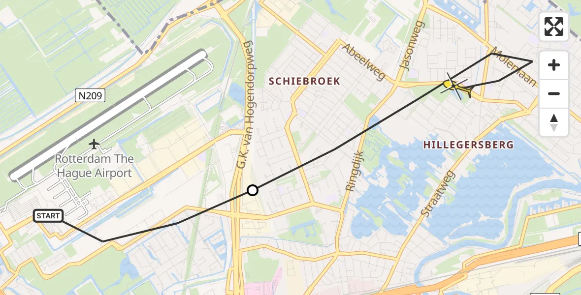 Routekaart van de vlucht: Lifeliner 2 naar Rotterdam, Eijkmanhof