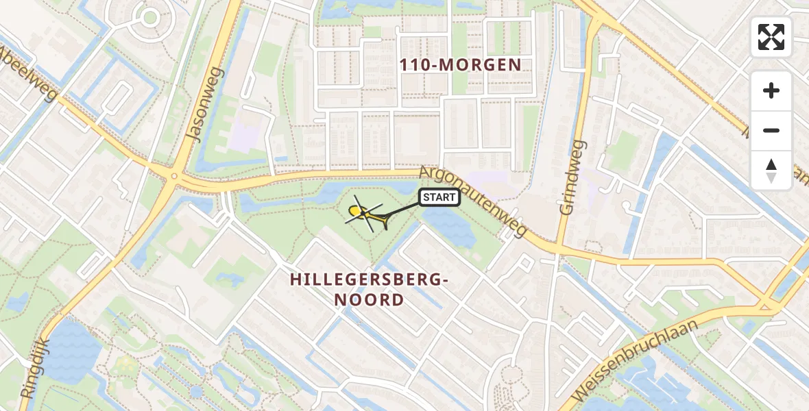 Routekaart van de vlucht: Lifeliner 2 naar Rotterdam, Argonautenpark