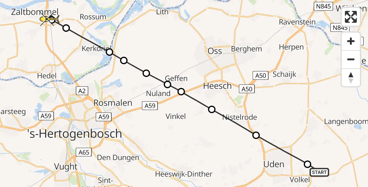 Routekaart van de vlucht: Lifeliner 3 naar Zaltbommel, Bovenstraat