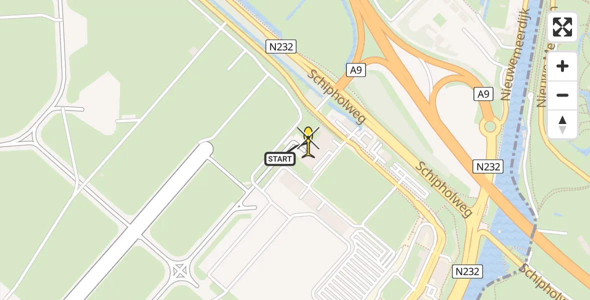 Vluchtroute Politiehelikopter van Schiphol naar Schiphol