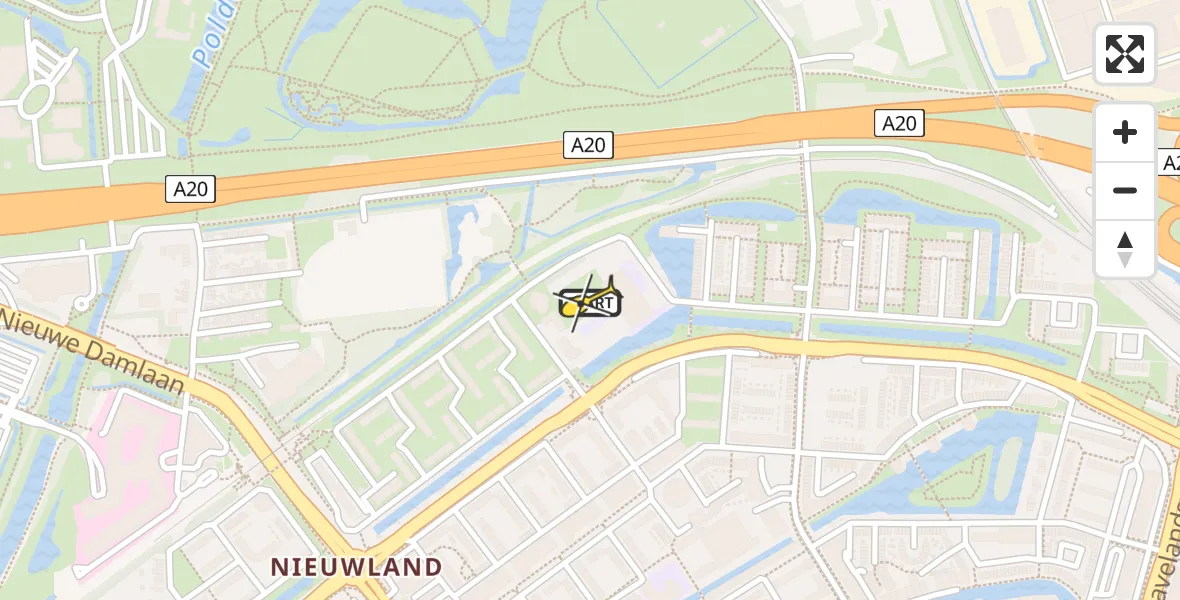 Routekaart van de vlucht: Lifeliner 2 naar Schiedam, Hugo de Grootstraat