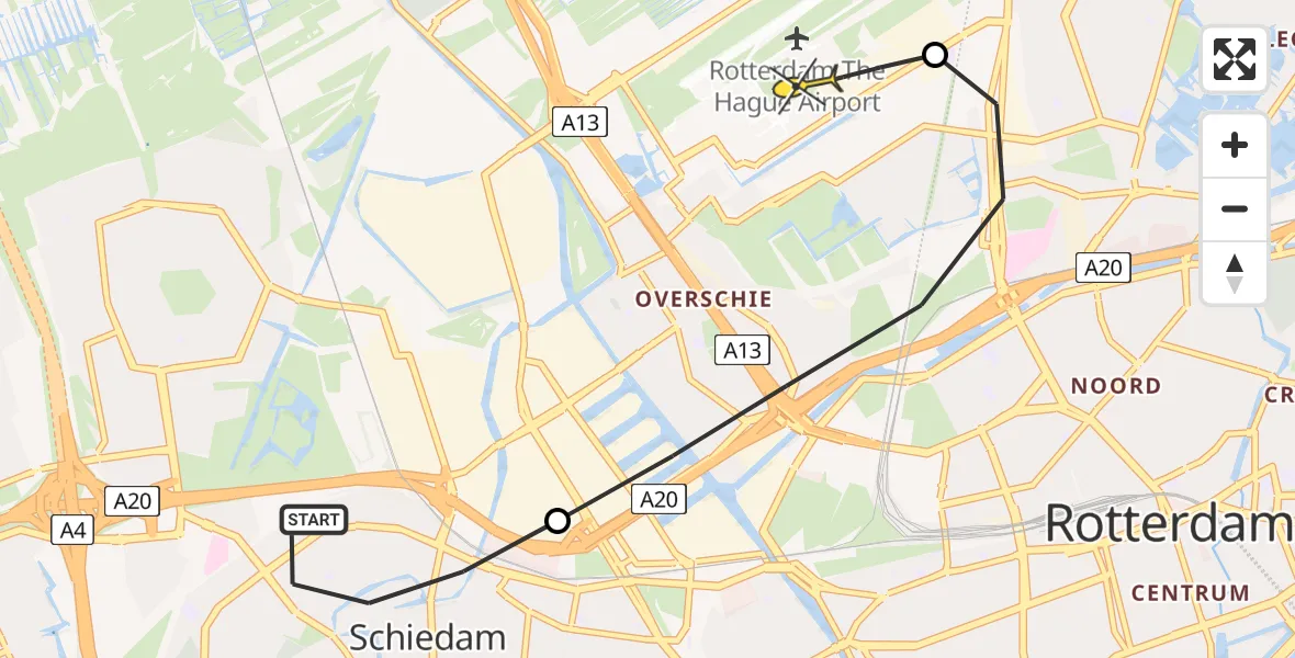 Routekaart van de vlucht: Lifeliner 2 naar Rotterdam The Hague Airport, Noordmolenstraat
