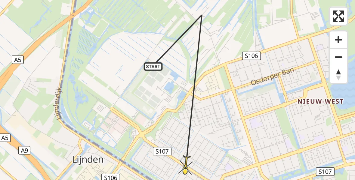 Vluchtroute Politiehelikopter van Amsterdam naar Amsterdam