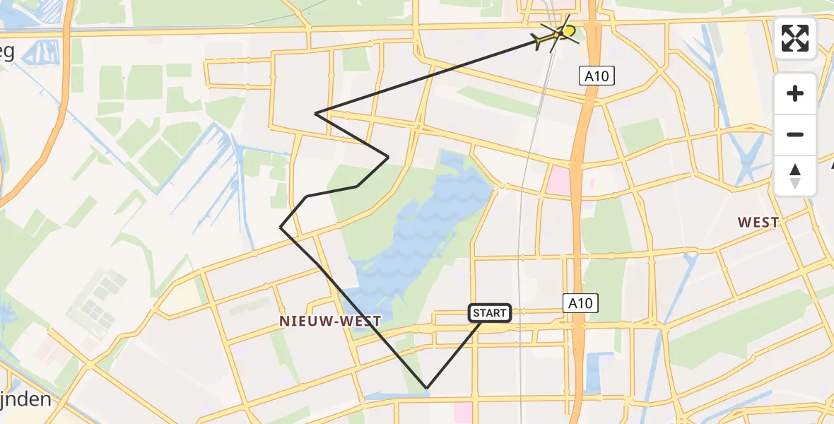 Vluchtroute Politiehelikopter van Amsterdam naar Amsterdam
