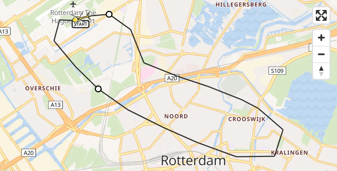 Routekaart van de vlucht: Lifeliner 2 naar Rotterdam The Hague Airport, Pilotenpad
