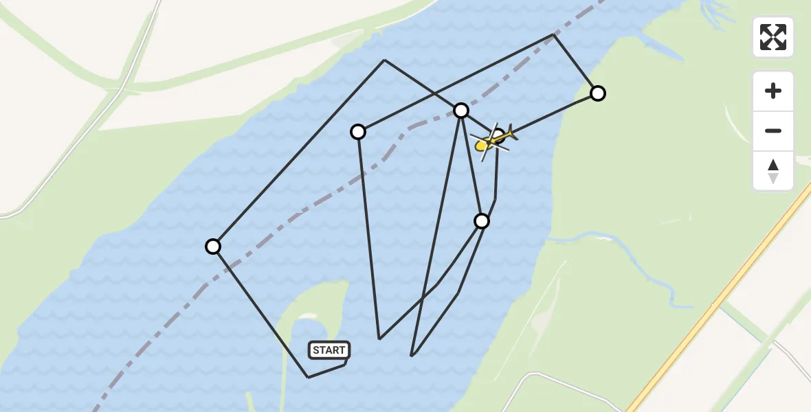 Routekaart van de vlucht: Kustwachthelikopter naar Wolphaartsdijk, Zandkreekplaat