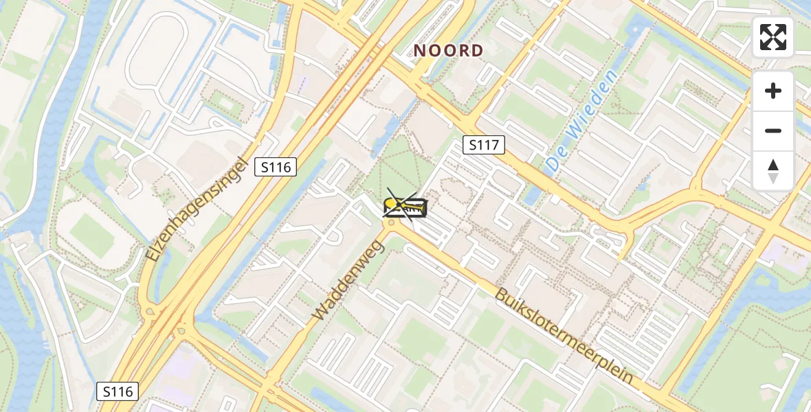 Routekaart van de vlucht: Lifeliner 2 naar Amsterdam, Buikslotermeerplein