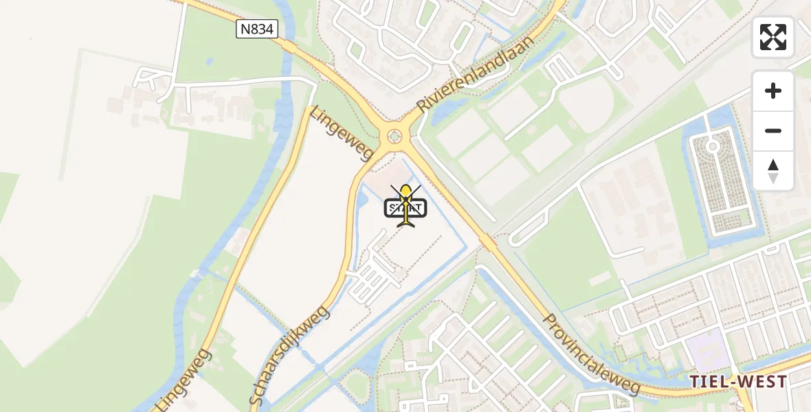 Routekaart van de vlucht: Lifeliner 3 naar Tiel, Krol reizen