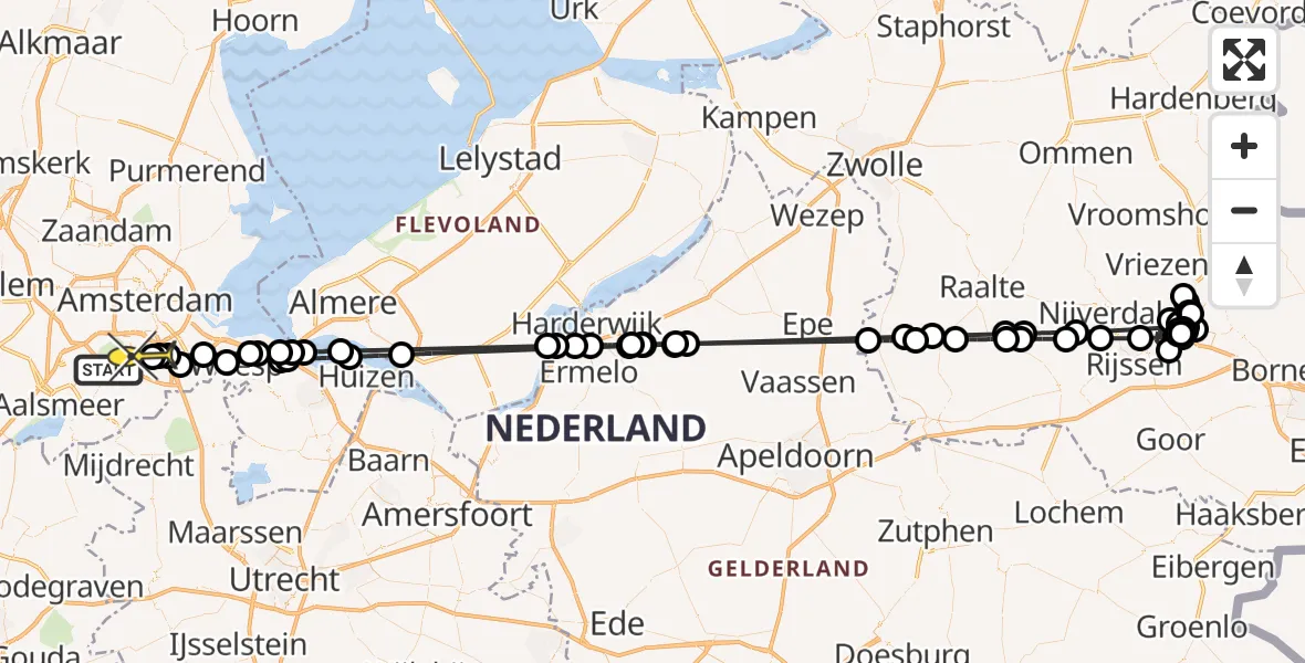 Routekaart van de vlucht: Politieheli naar Amstelveen, Hogehilweg