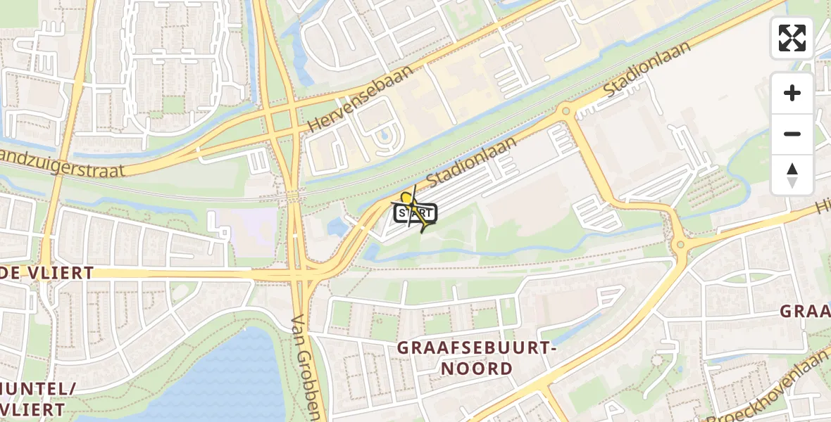 Routekaart van de vlucht: Lifeliner 3 naar 's-Hertogenbosch, Stadionlaan