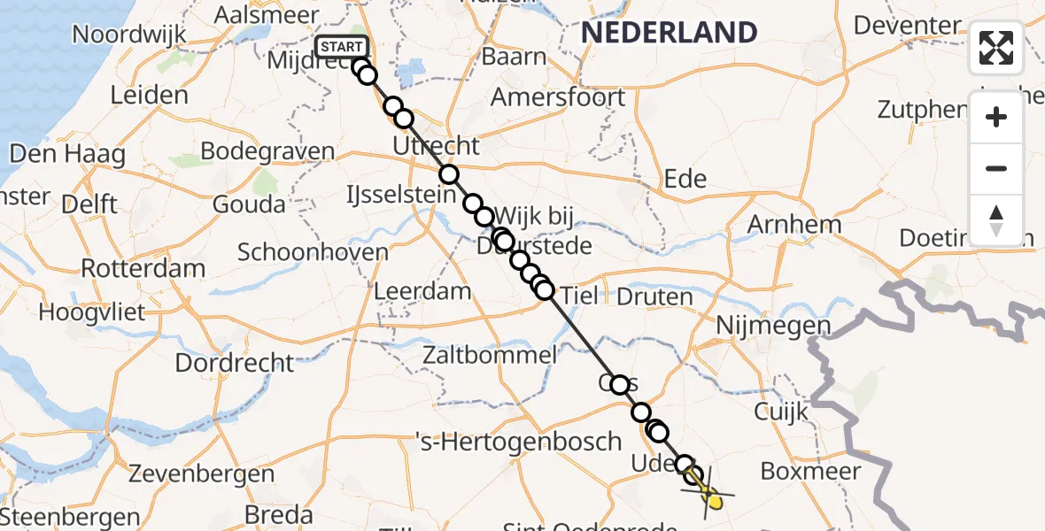 Routekaart van de vlucht: Politiehelikopter naar Odiliapeel, Herenweg