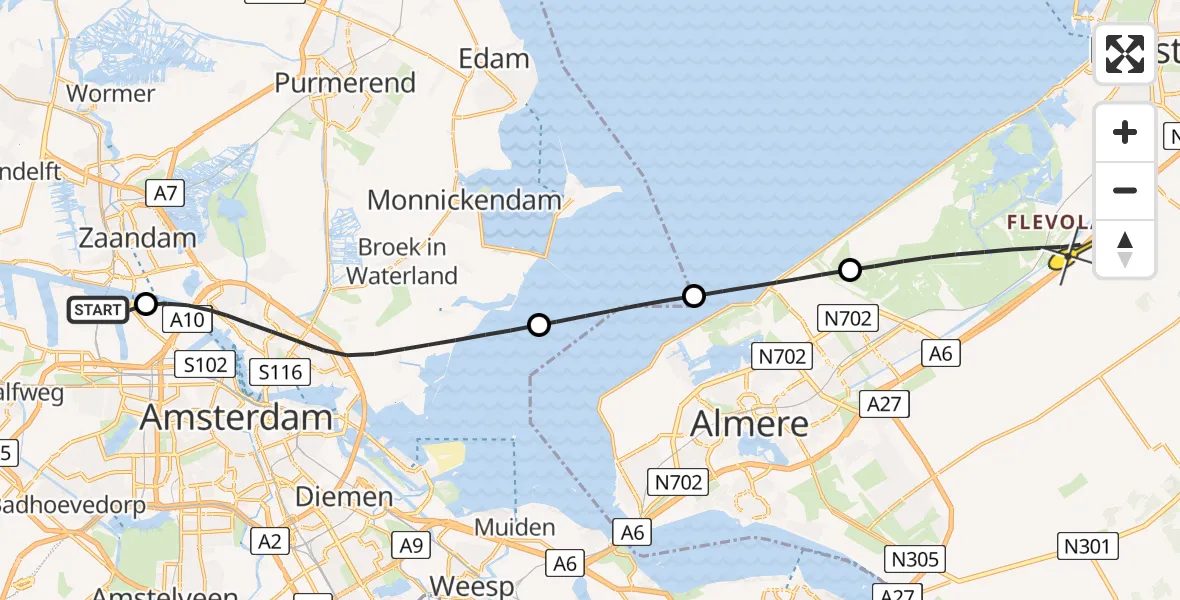 Routekaart van de vlucht: Lifeliner 1 naar Lelystad, Kajuitpad
