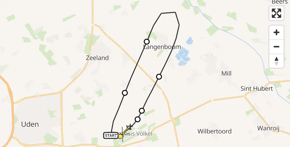 Routekaart van de vlucht: Lifeliner 3 naar Vliegbasis Volkel, Houtvennen