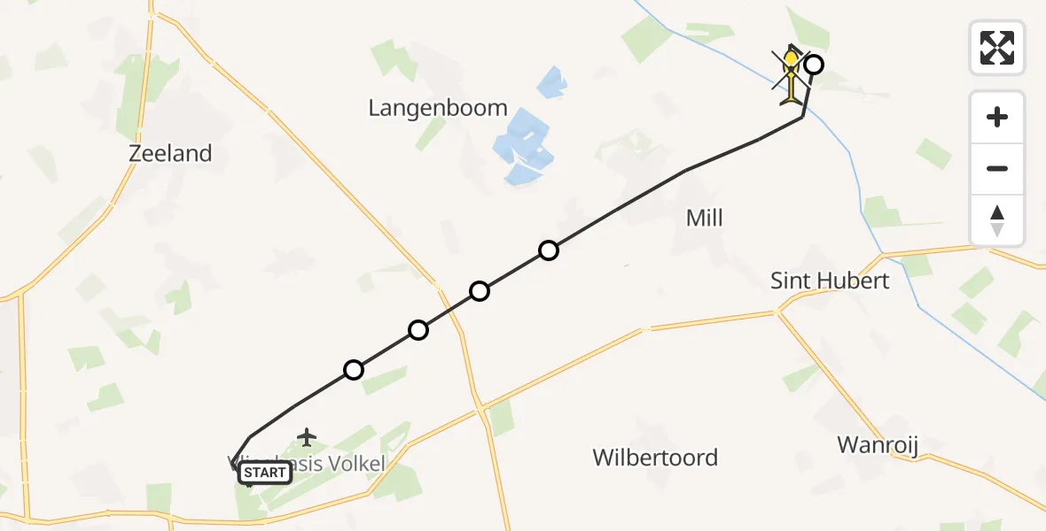Routekaart van de vlucht: Lifeliner 3 naar Beers NB, Zeelandsedijk