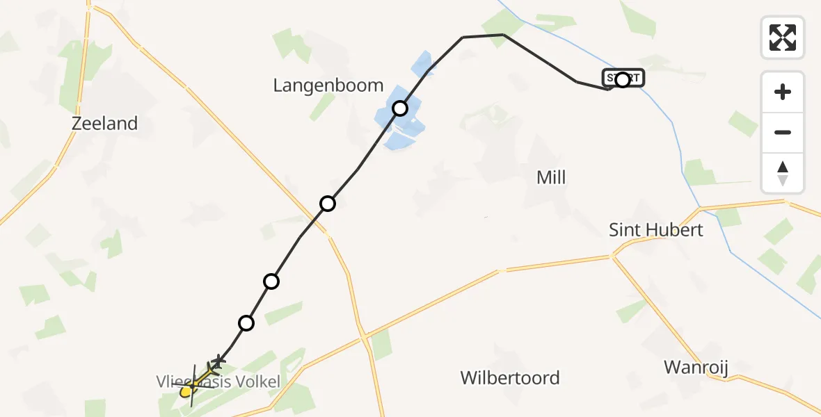 Routekaart van de vlucht: Lifeliner 3 naar Vliegbasis Volkel, Vaardijk