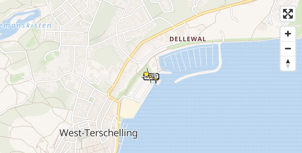Routekaart van de vlucht: Ambulanceheli naar West-Terschelling, Werkhaven