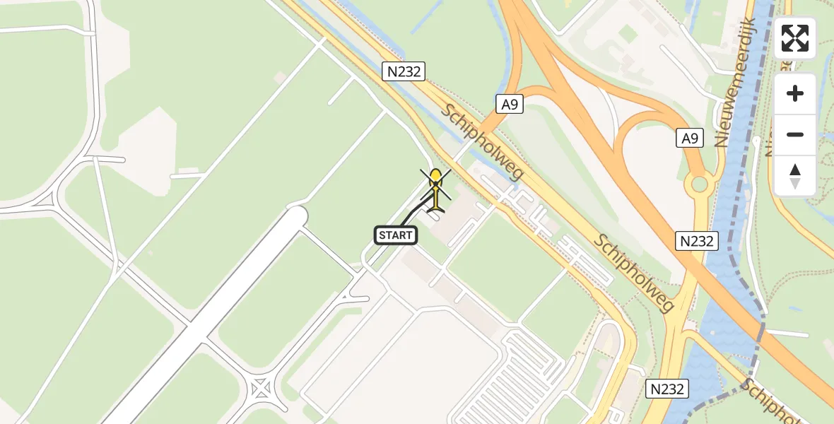 Vluchtroute Politiehelikopter van Schiphol naar Schiphol