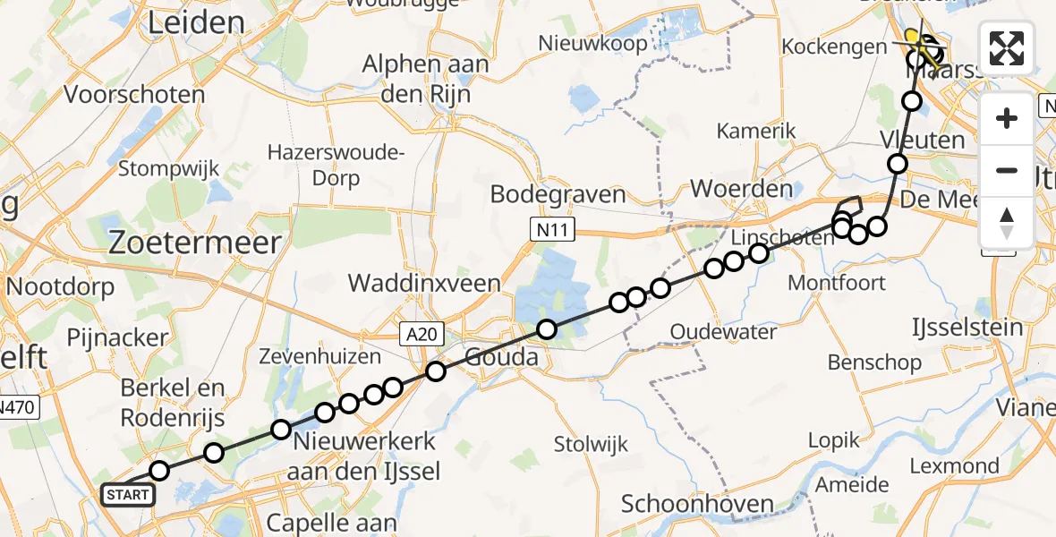 Routekaart van de vlucht: Lifeliner 2 naar Maarssen, Bovendijk