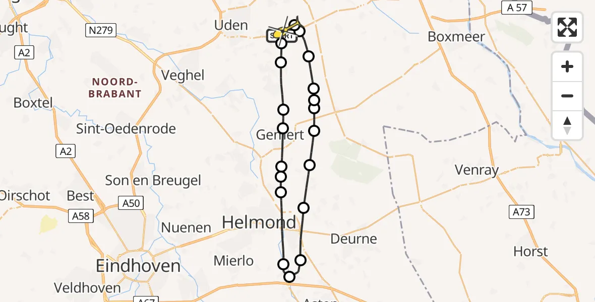 Routekaart van de vlucht: Lifeliner 3 naar Vliegbasis Volkel, Oosterheidestraat