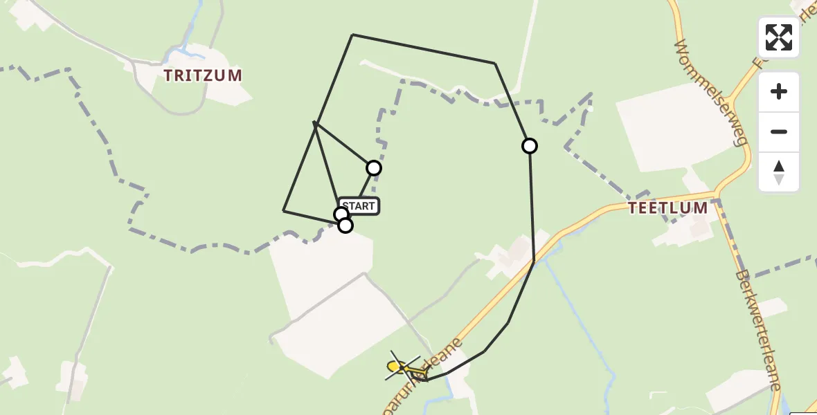 Routekaart van de vlucht: Politieheli naar Kûbaard, Slinkepaad