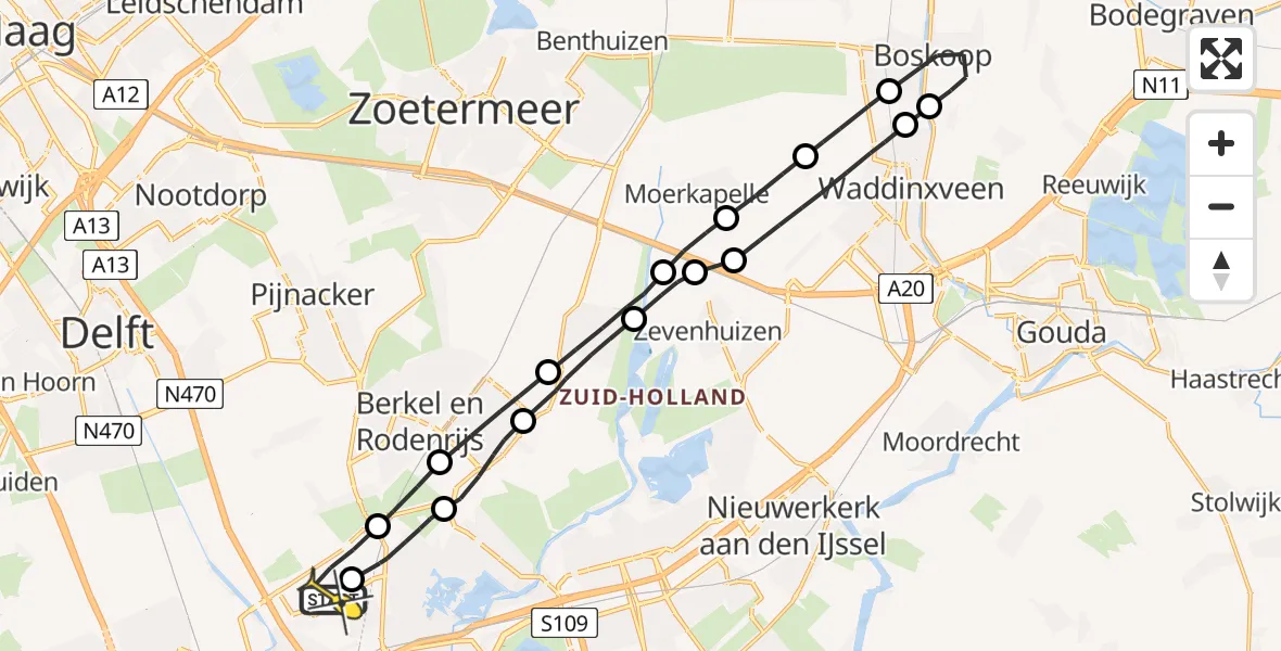 Routekaart van de vlucht: Lifeliner 2 naar Rotterdam The Hague Airport, Otterdijk