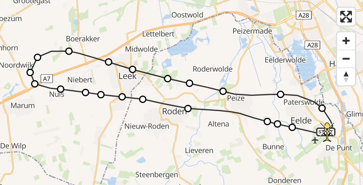 Routekaart van de vlucht: Lifeliner 4 naar Groningen Airport Eelde, Eskampenweg