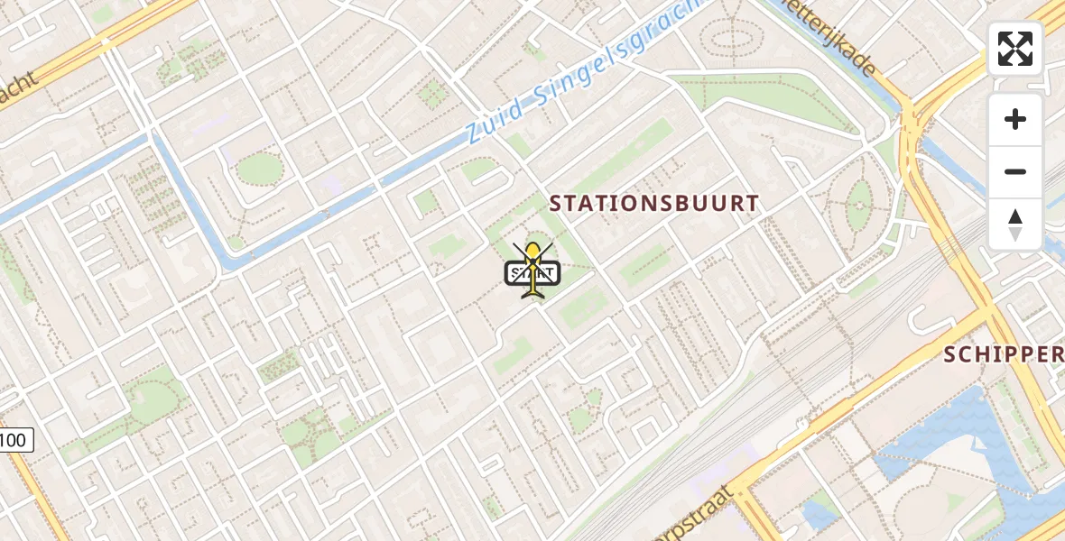 Routekaart van de vlucht: Lifeliner 2 naar Den Haag, Oranjeplein